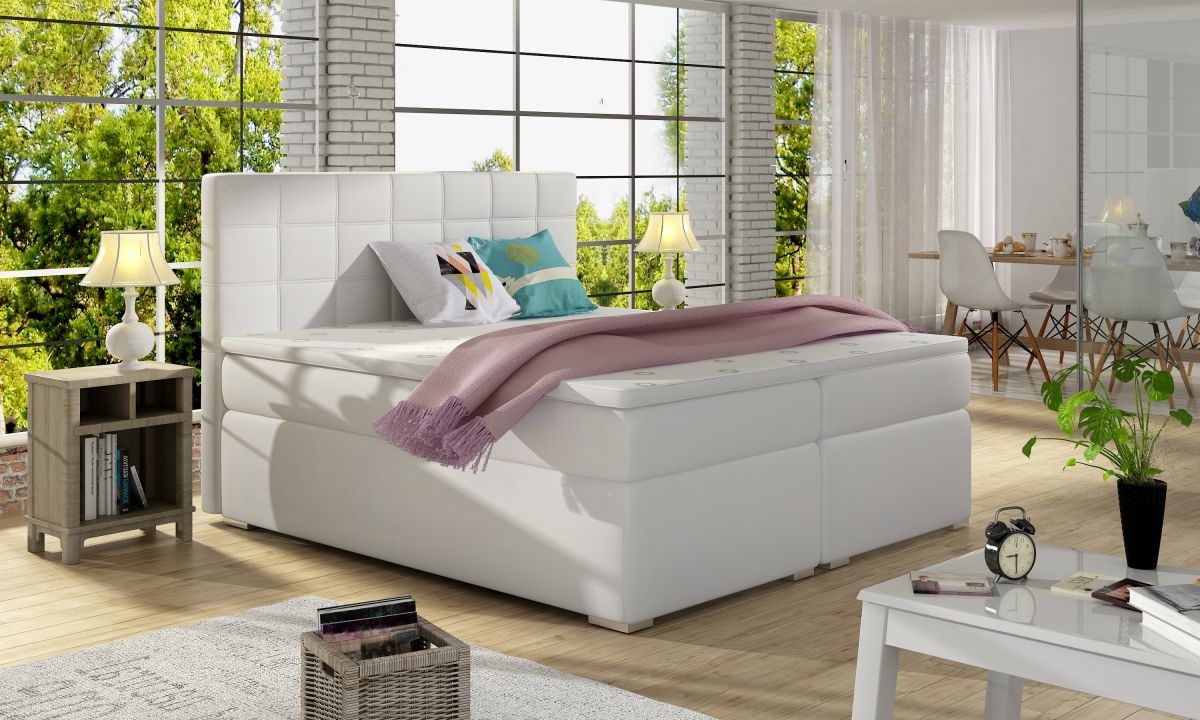 Continental Double Bed Alice 1 | size: Length: 205cm, Width: 160cm, Height: 126cm | color: White | image: 1 | variant: 1008482
