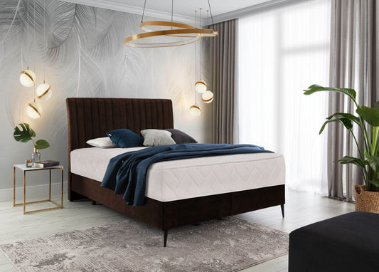 Continental Double Bed Blanca 2 | size: Length: 218cm, Width: 180cm, Height: 130cm | color: Brown | image: 0 | variant: 1008775