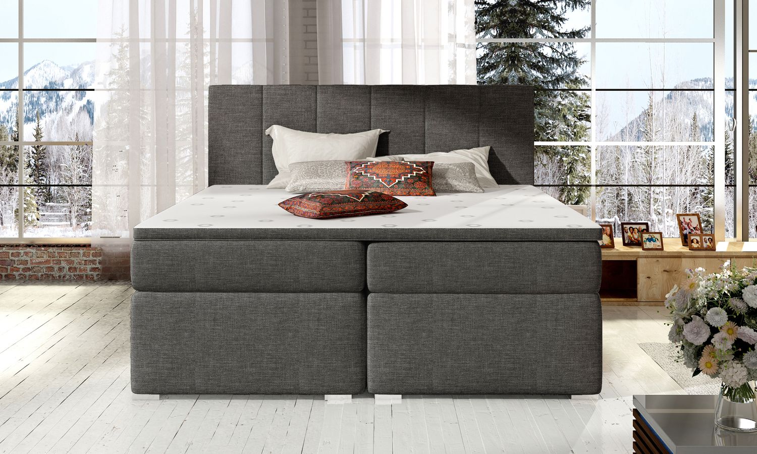 Continental Double Bed Bolero 1 | size: Length: 205cm, Width: 160cm, Height: 126cm | color: Sawana | image: 1 | variant: 1008807