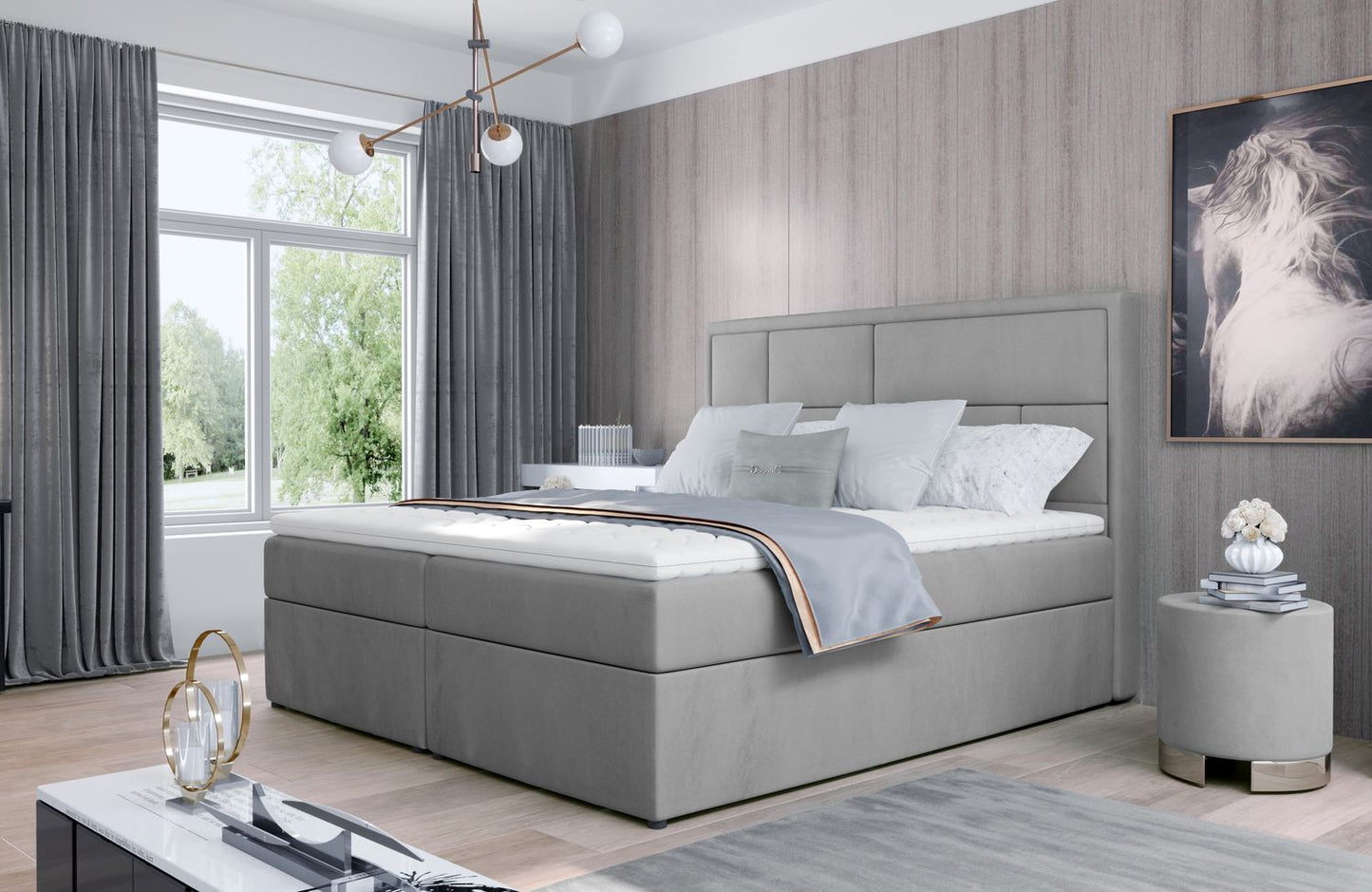 Continental Double Bed Carmarthen 1 | size: Length: 215cm, Width: 160cm, Height: 115cm | color: Monolith | image: 1 | variant: 1013013