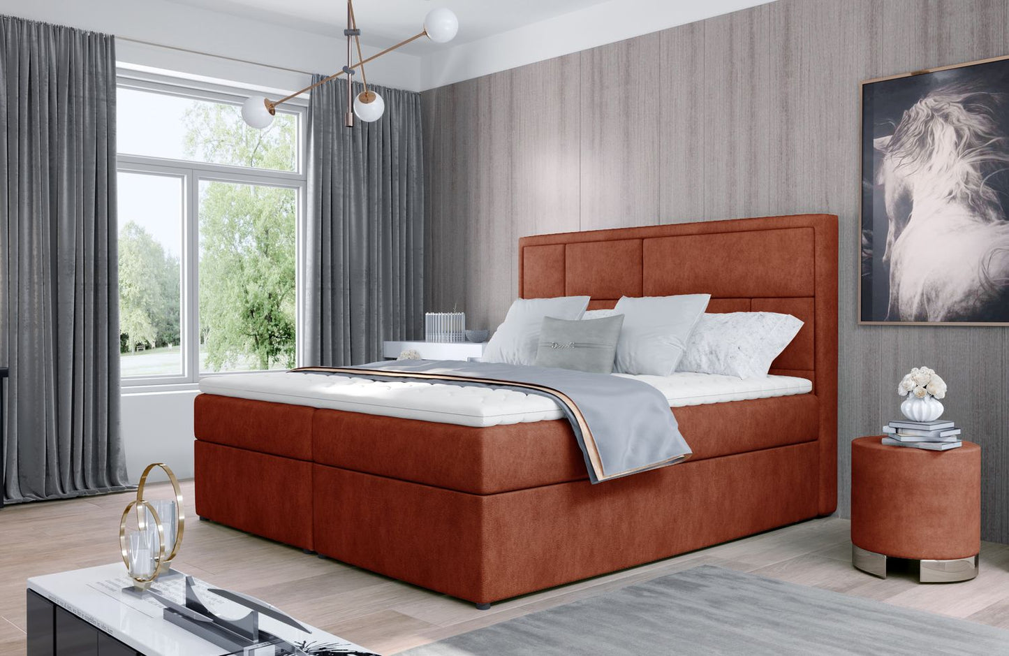 Continental Double Bed Carmarthen | size: Length: 215cm, Width: 140cm, Height: 115cm | color: Dora | image: 1 | variant: 1012974