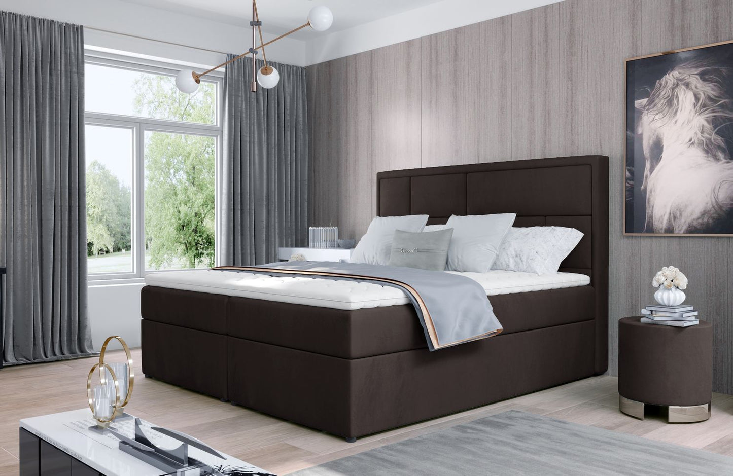 Continental Double Bed Carmarthen | size: Length: 215cm, Width: 140cm, Height: 115cm | color: Monolith | image: 1 | variant: 1012981