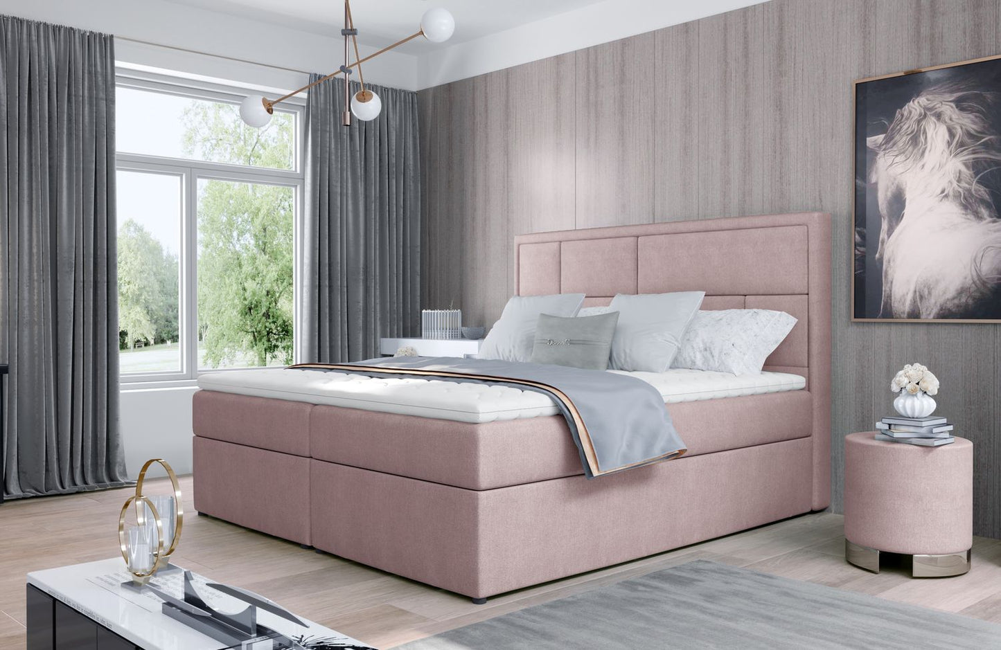 Continental Double Bed Carmarthen | size: Length: 215cm, Width: 140cm, Height: 115cm | color: Omega | image: 1 | variant: 1012992