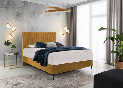 Continental Double Bed Dundee | size: Length: 218cm, Width: 140cm, Height: 130cm | color: Yellow | image: 0 | variant: 1012275