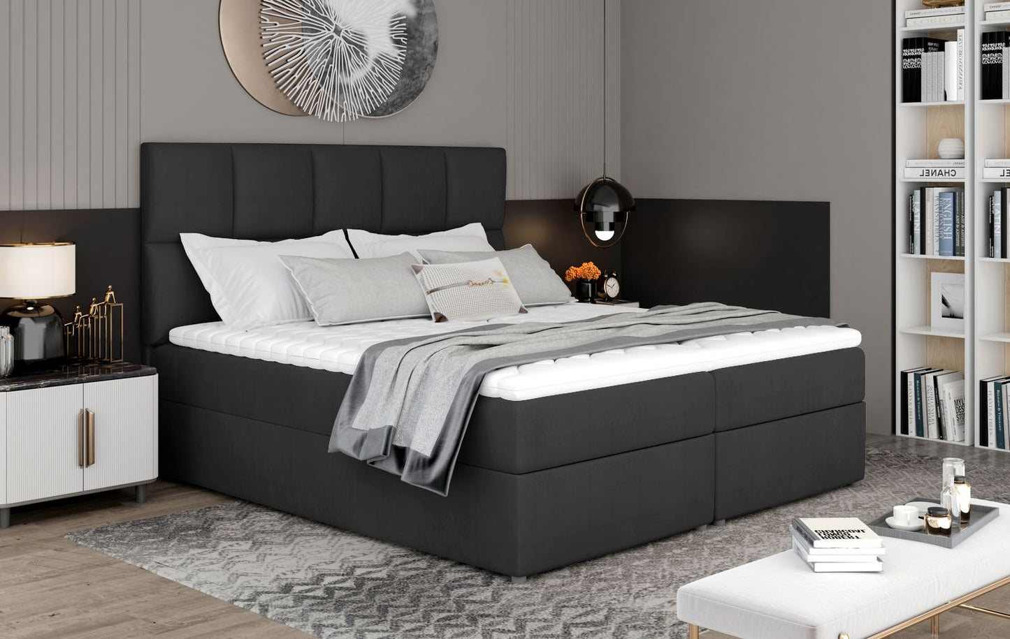 Continental Double Bed East Abercynon 2 | size: Length: 210cm, Width: 185cm, Height: 124cm | color: Monolith | image: 1 | variant: 1012762