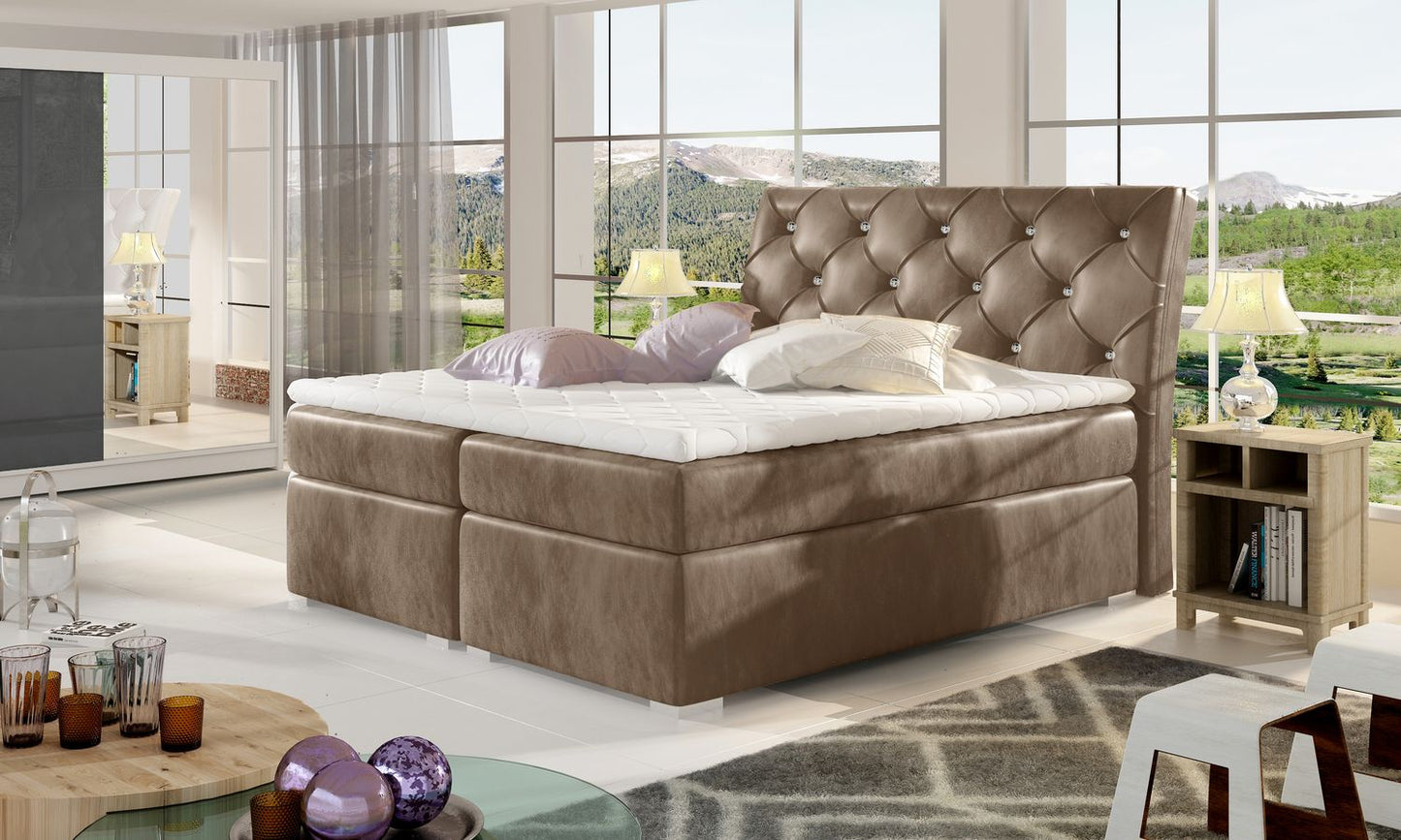 Continental Double Bed East Guayaquil 2 | size: Length: 208cm, Width: 183cm, Height: 116cm | color: Beige | image: 1 | variant: 1012188