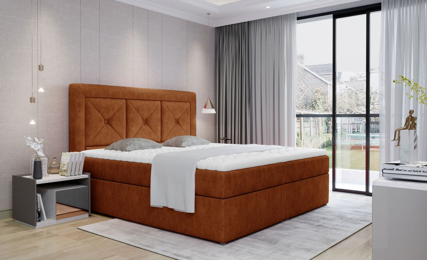 Continental Double Bed East Hong Kong 2 | size: Length: 215cm, Width: 185cm, Height: 115cm | color: Dora | image: 1 | variant: 1012831