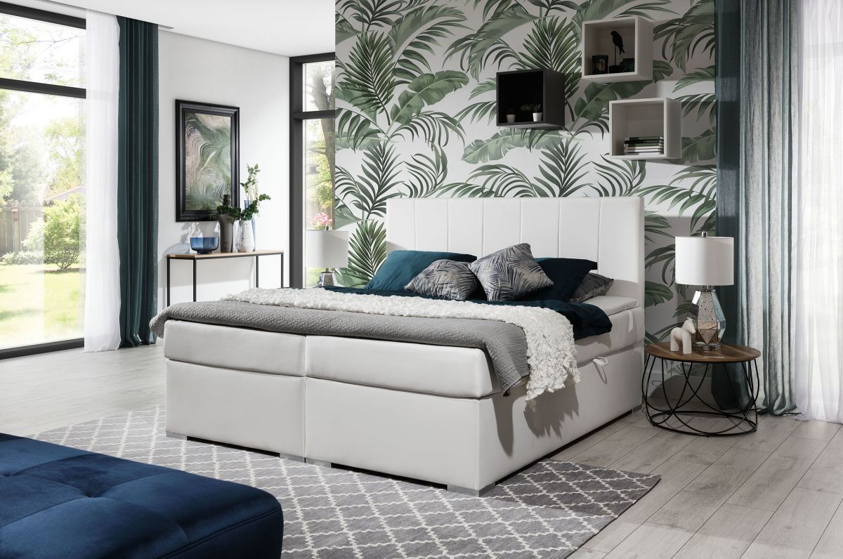 Continental Double Bed East Kaunas 2 | size: Length: 205cm, Width: 180cm, Height: 126cm | color: White | image: 2 | variant: 1012358