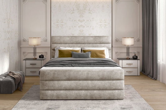Continental Double Bed East Madrid 1 | size: Length: 220cm, Width: 160cm, Height: 133cm | color: Dora | image: 1 | variant: 1012382