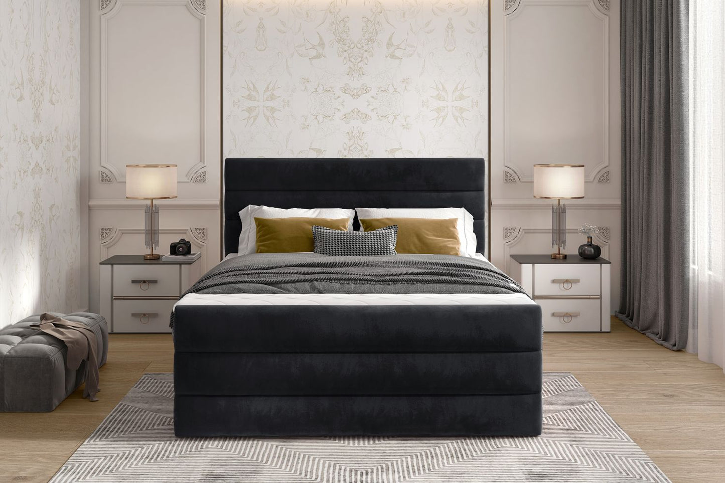 Continental Double Bed East Madrid | size: Length: 220cm, Width: 140cm, Height: 133cm | color: Kronos | image: 1 | variant: 1012365