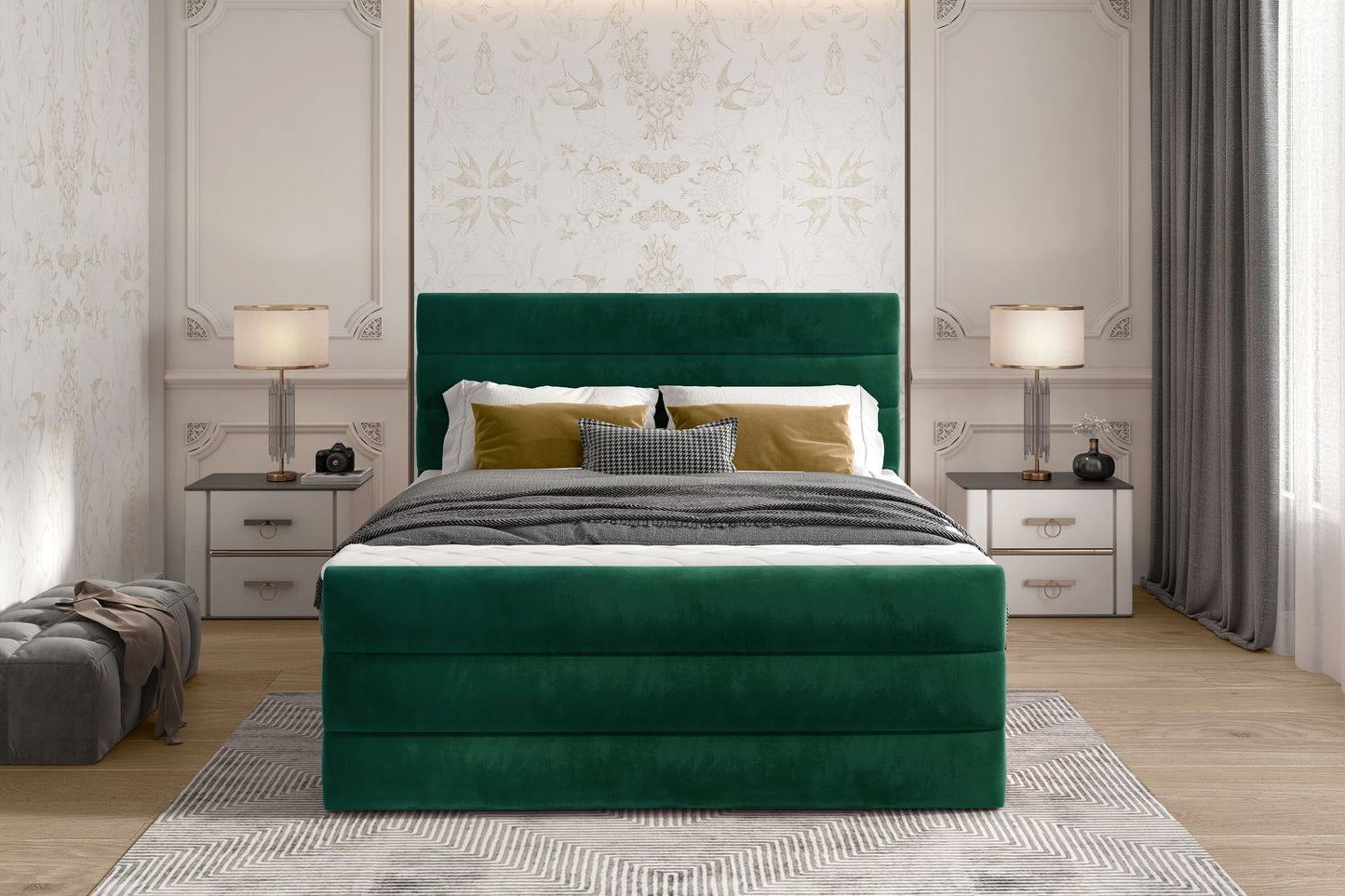 Continental Double Bed East Madrid | size: Length: 220cm, Width: 140cm, Height: 133cm | color: Kronos | image: 1 | variant: 1012367