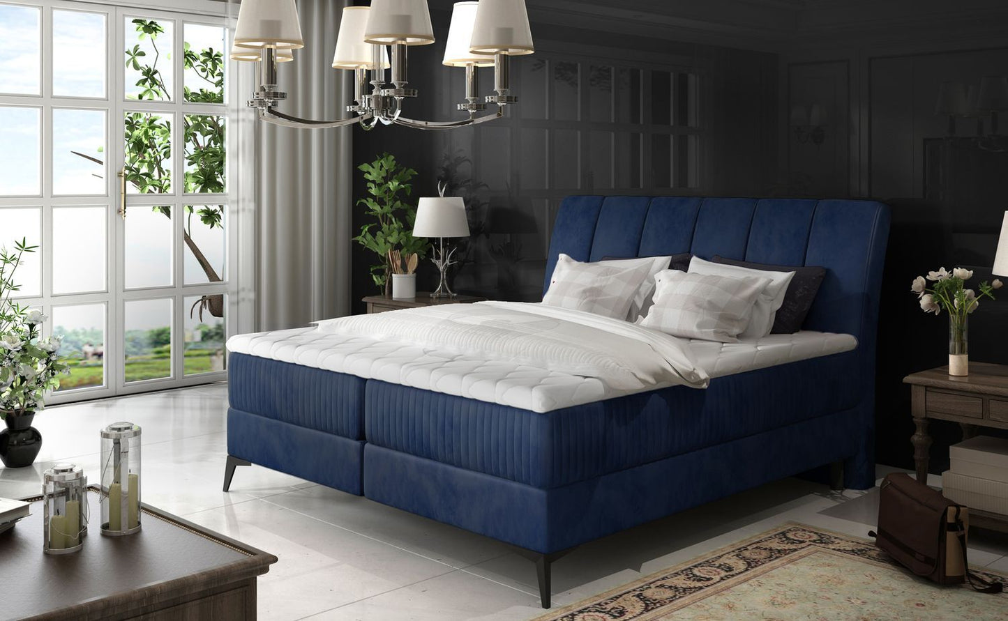 Continental Double Bed East Mantua 2 | size: Length: 221cm, Width: 183cm, Height: 118cm | color: Blue | image: 1 | variant: 1012002