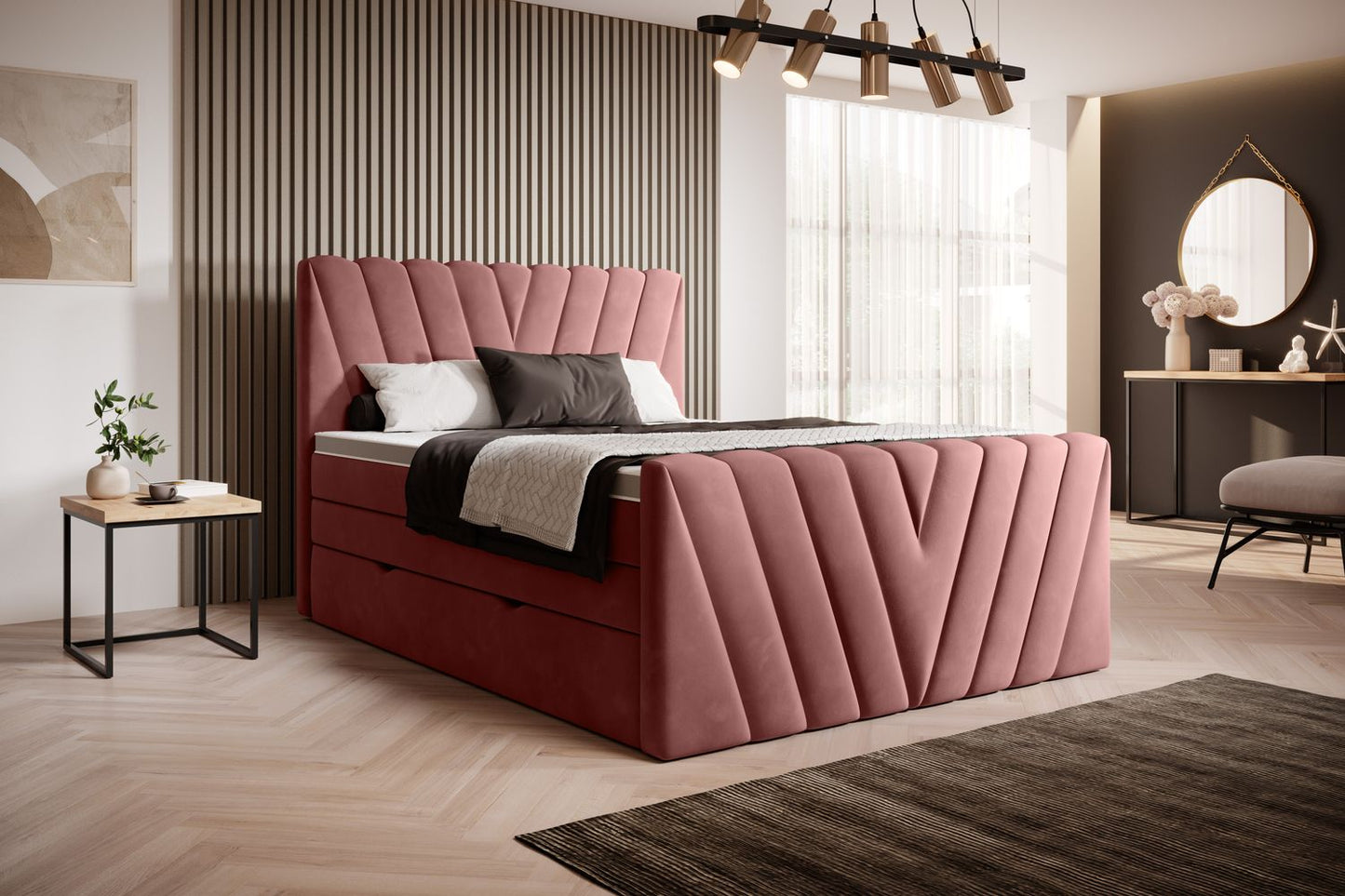 Continental Double Bed Edmonton 1 | size: Length: 220cm, Width: 160cm, Height: 133cm | color: Lukso | image: 1 | variant: 1012490