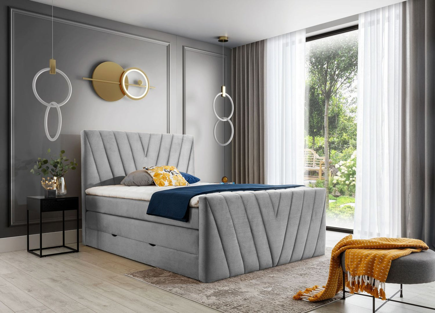Continental Double Bed Edmonton 2 | size: Length: 220cm, Width: 180cm, Height: 133cm | color: Nube | image: 1 | variant: 1012509