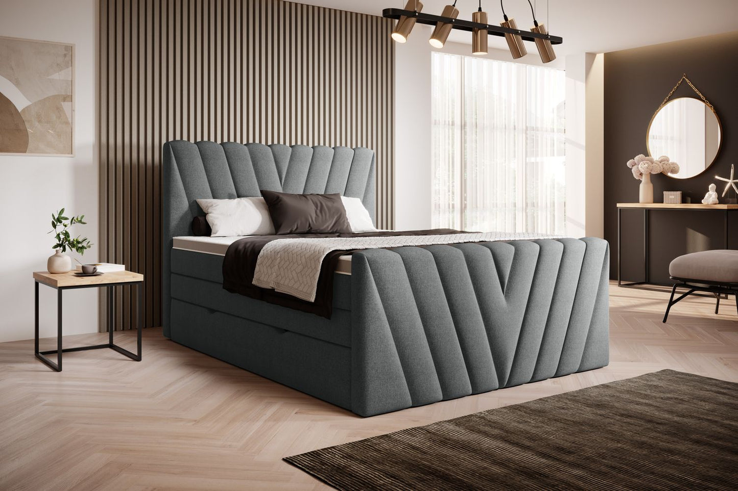Continental Double Bed Edmonton 2 | size: Length: 220cm, Width: 180cm, Height: 133cm | color: Vero | image: 1 | variant: 1012520
