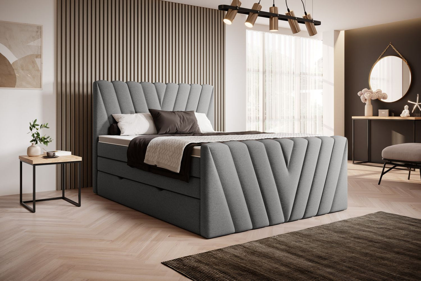 Continental Double Bed Edmonton | size: Length: 220cm, Width: 140cm, Height: 133cm | color: Gojo | image: 1 | variant: 1012428