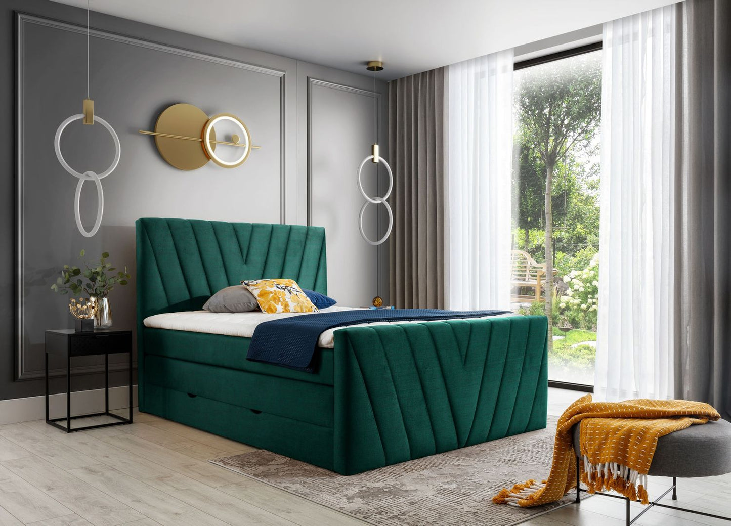 Continental Double Bed Edmonton | size: Length: 220cm, Width: 140cm, Height: 133cm | color: Nube | image: 1 | variant: 1012451