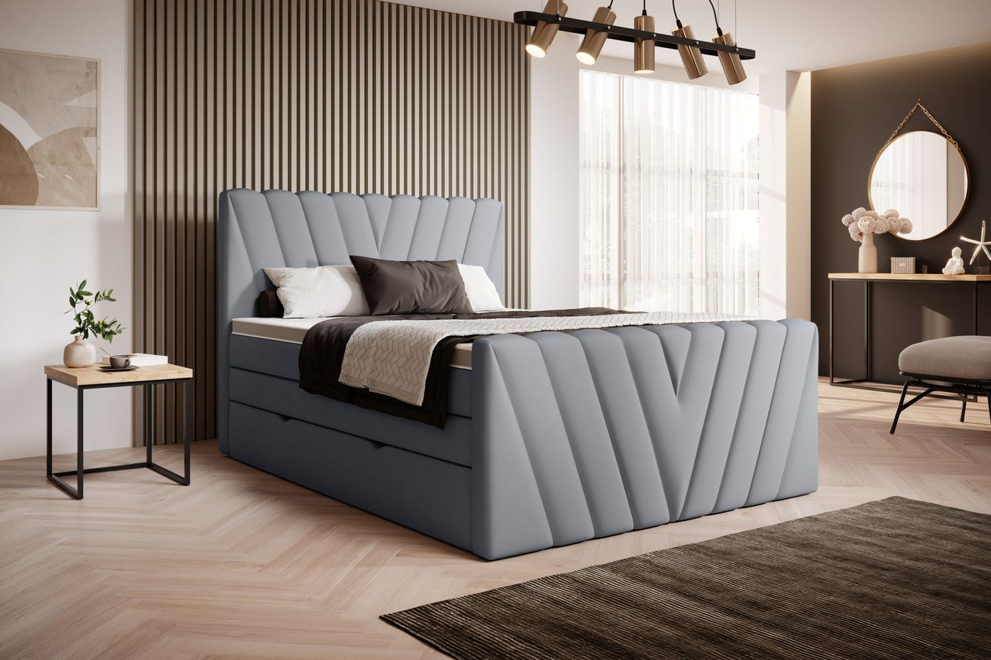 Continental Double Bed Edmonton | size: Length: 220cm, Width: 140cm, Height: 133cm | color: Poco | image: 1 | variant: 1012424