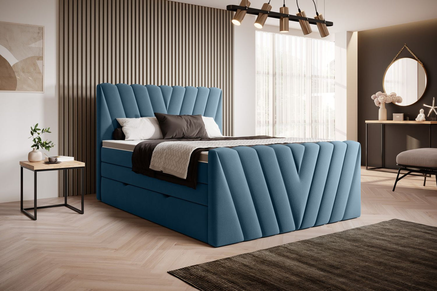 Continental Double Bed Edmonton | size: Length: 220cm, Width: 140cm, Height: 133cm | color: Savoi | image: 1 | variant: 1012452