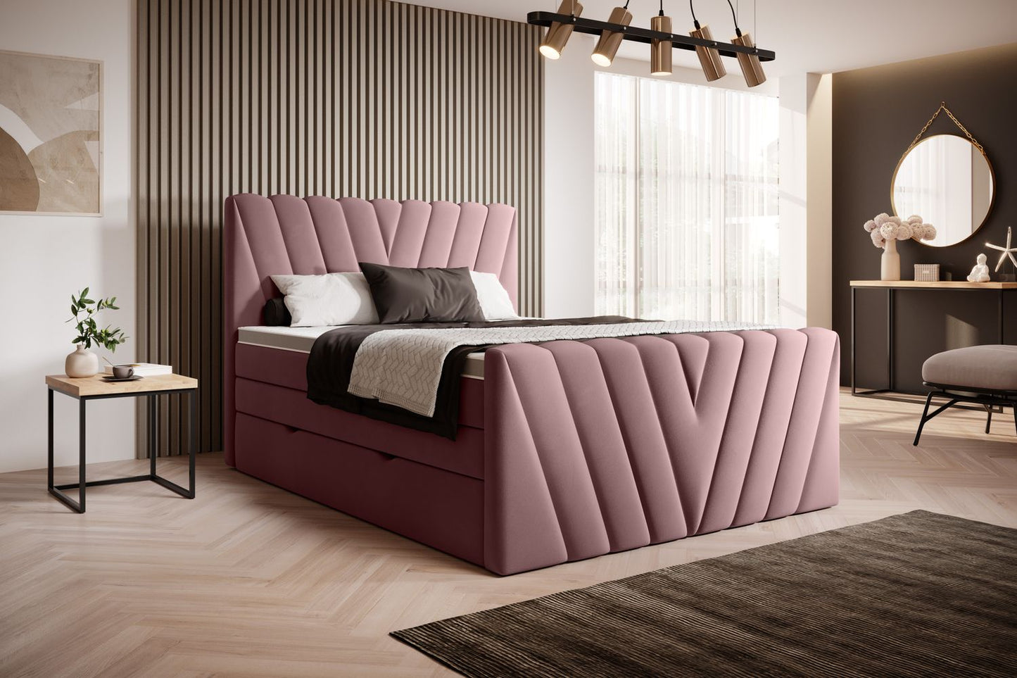 Continental Double Bed Edmonton | size: Length: 220cm, Width: 140cm, Height: 133cm | color: Velvetmat | image: 1 | variant: 1012447