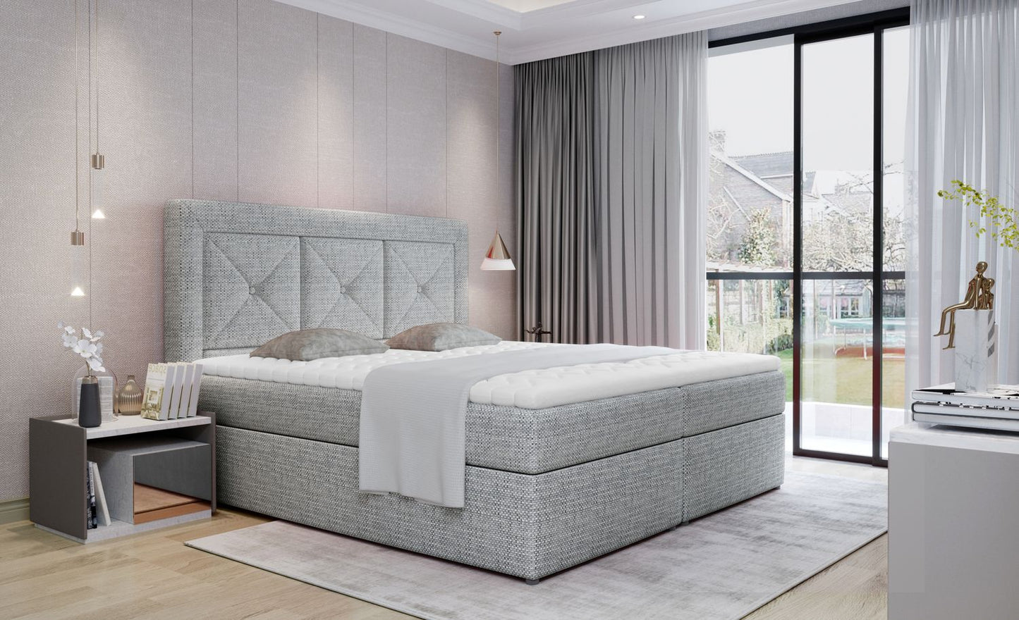 Continental Double Bed Idris 1 | size: Length: 215cm, Width: 165cm, Height: 115cm | color: Berlin | image: 1 | variant: 1009264