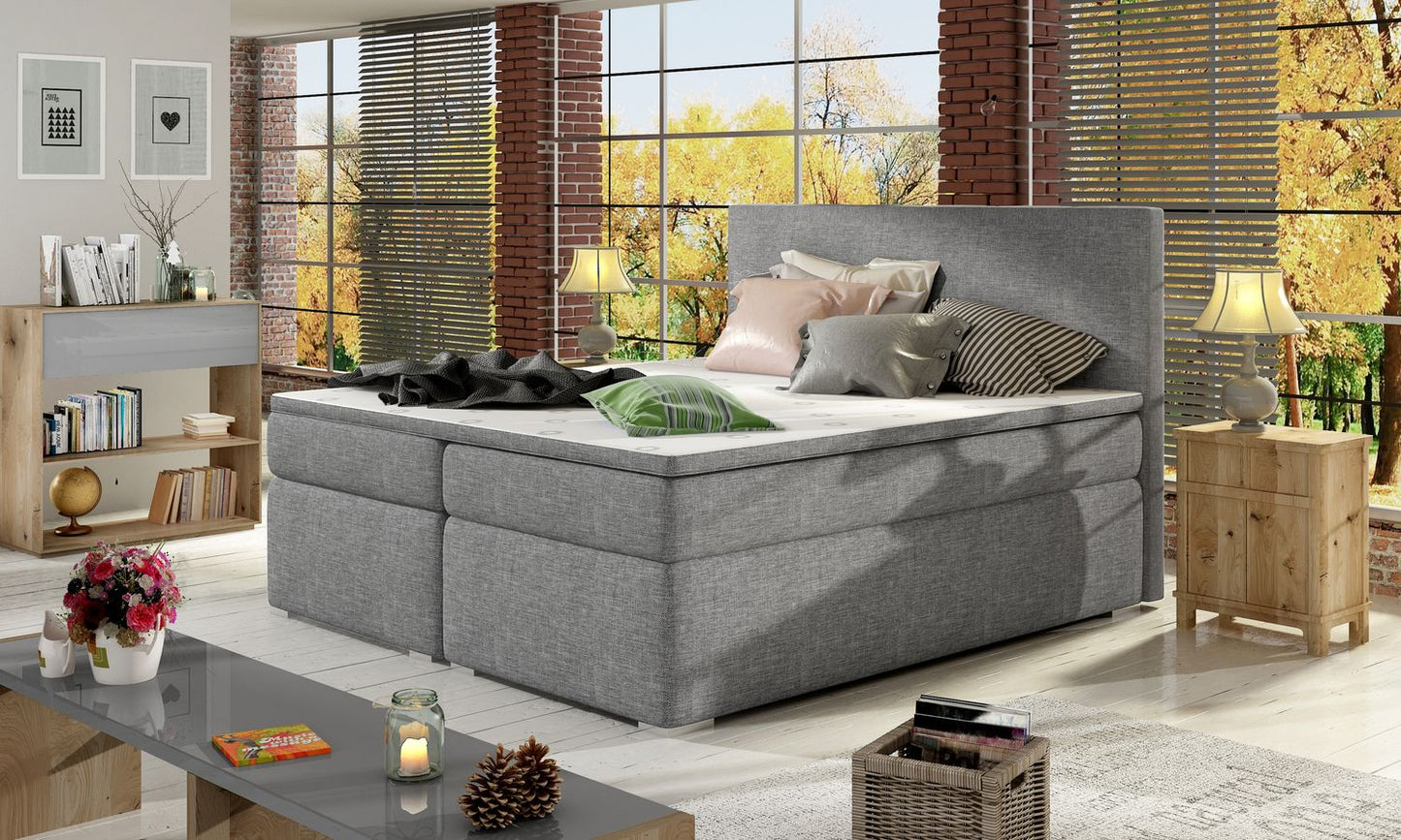 Continental Double Bed Lecco 4 | size: Length: 205cm, Width: 160cm, Height: 126cm | color: Sawana | image: 1 | variant: 1012659