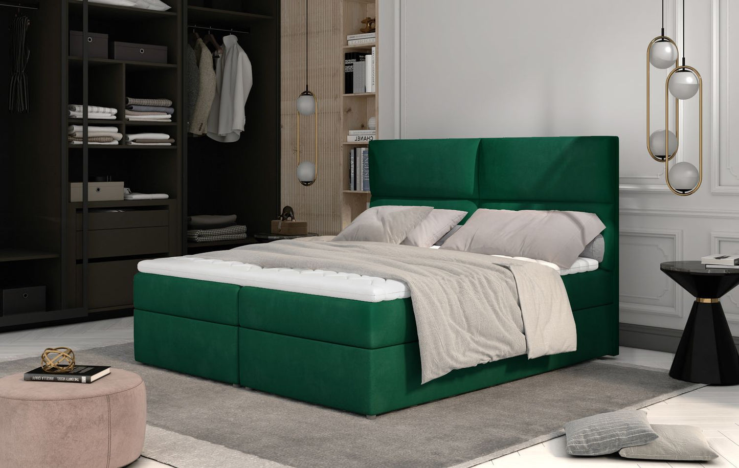 Continental Double Bed Risca 2 | size: Length: 210cm, Width: 185cm, Height: 124cm | color: Kronos | image: 1 | variant: 1012135