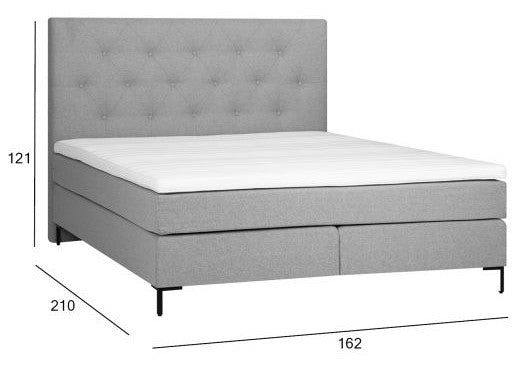 Continental Double Bed Uppsala | size: Length: 210cm, Width: 162cm, Height: 121cm | color: Gray | image: 4 | variant: 1001785