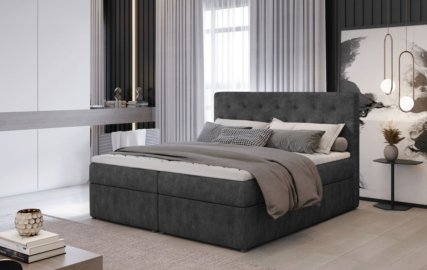 Continental Double Bed West Lugano 1 | size: Length: 215cm, Width: 160cm, Height: 115cm | color: Dora | image: 1 | variant: 1012945