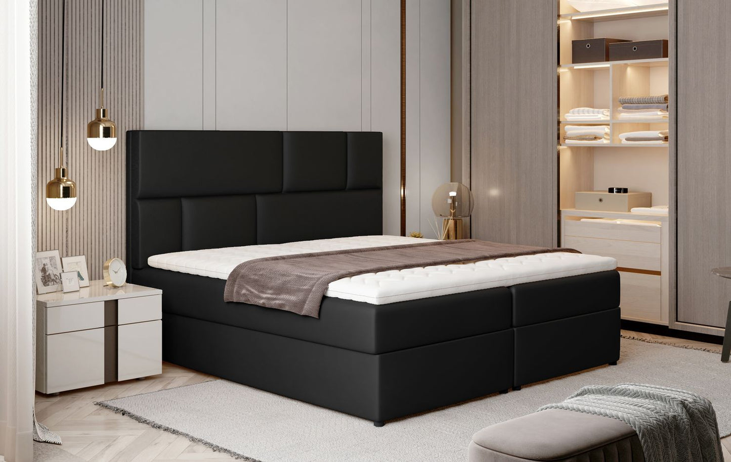 Continental Double Bed West Osaka 2 | size: Length: 210cm, Width: 185cm, Height: 124cm | color: Soft | image: 1 | variant: 1012718