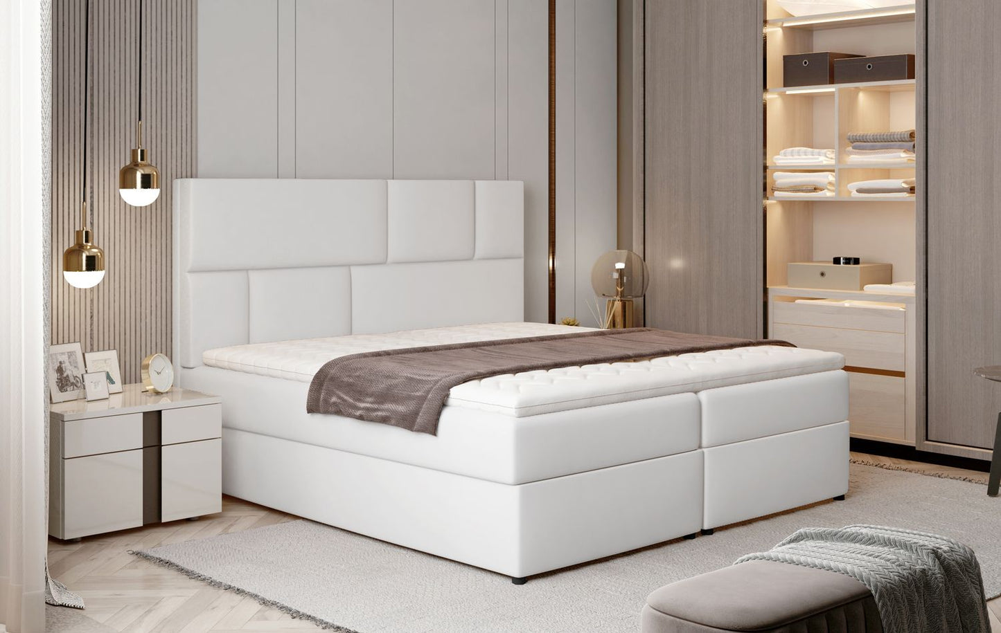 Continental Double Bed West Osaka | size: Length: 210cm, Width: 145cm, Height: 124cm | color: Soft | image: 1 | variant: 1012687