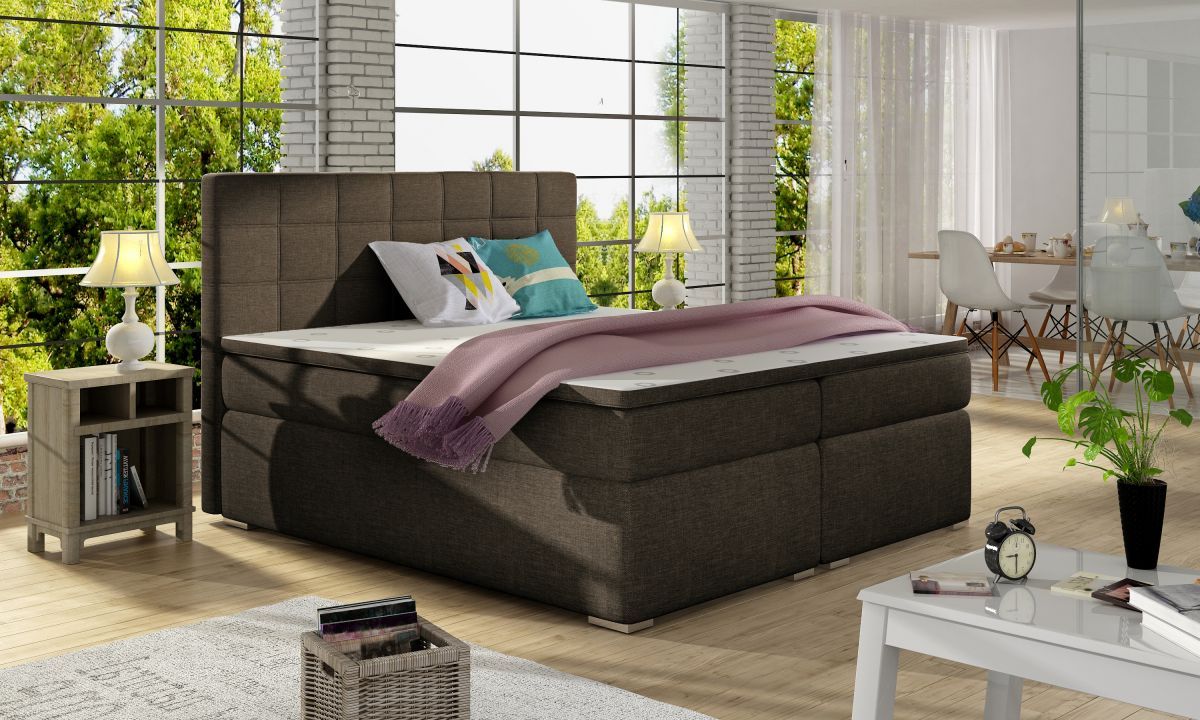 Continental Double Bed West Siauliai 2 | size: Length: 205cm, Width: 180cm, Height: 126cm | color: Brown | image: 0 | variant: 1012031