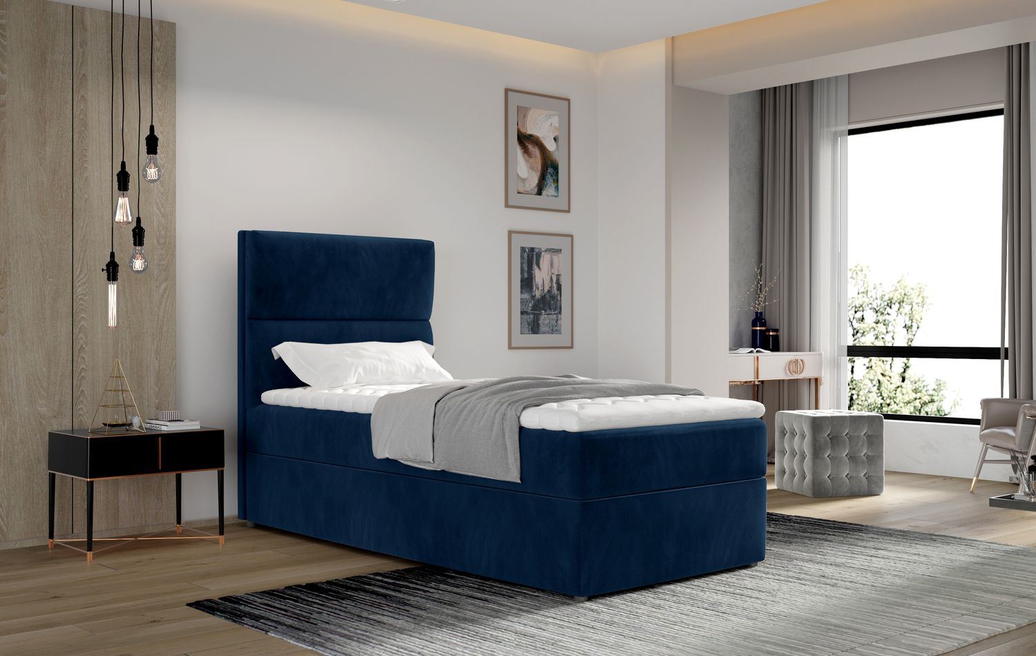 Continental Single Bed Arco | size: Length: 210cm, Width: 90cm, Height: 108cm | color: Kronos | image: 1 | variant: 1010279