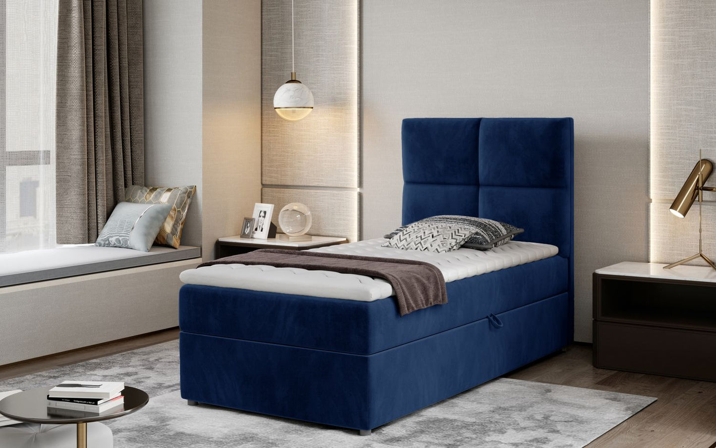Continental Single Bed East Winterthur | size: Length: 210cm, Width: 90cm, Height: 108cm | color: Kronos | image: 1 | variant: 1013614