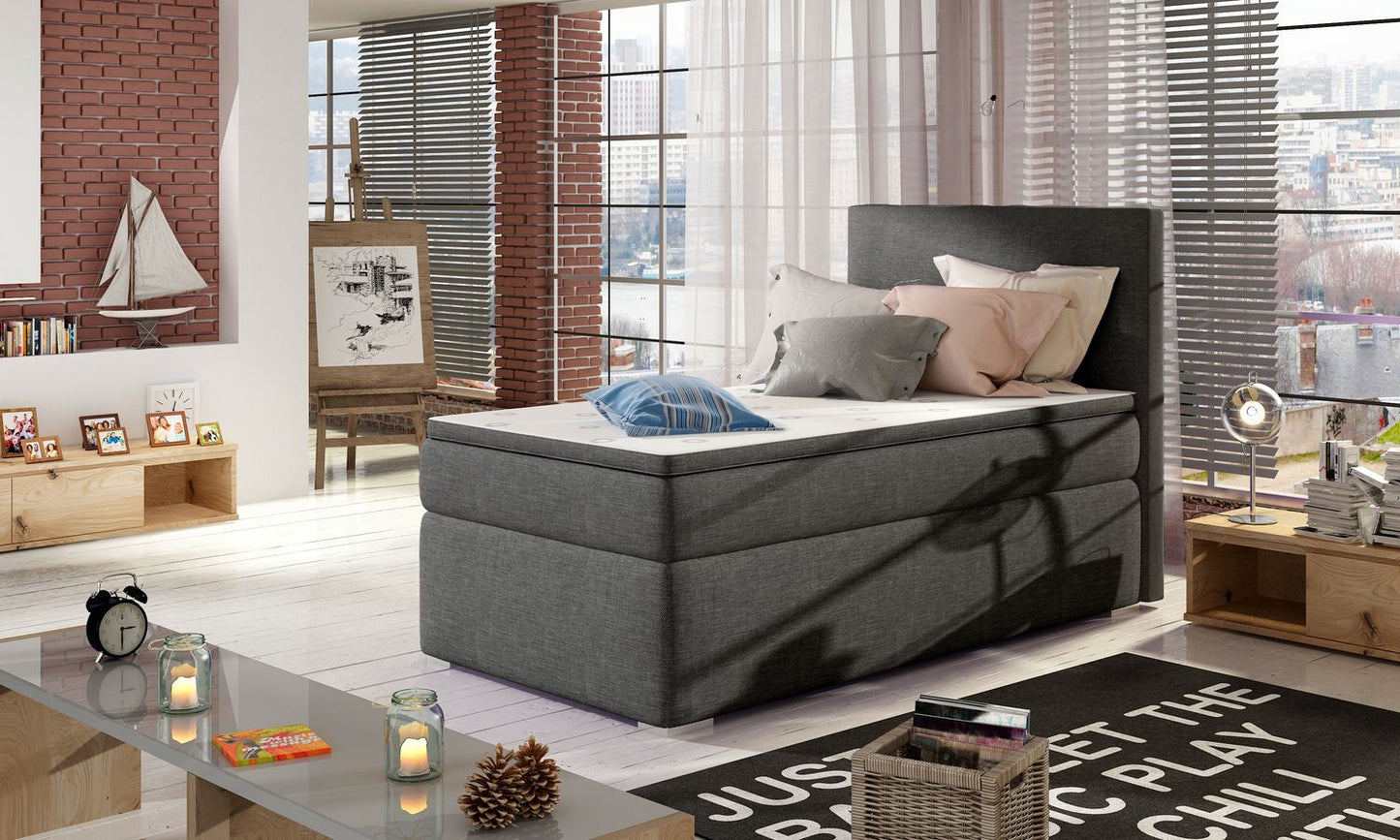 Continental Single Bed Rocco | size: Length: 205cm, Width: 90cm, Height: 126cm | color: Gray | image: 1 | variant: 1010359