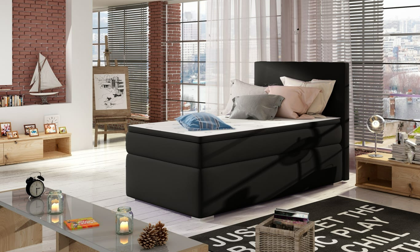 Continental Single Bed Rocco | size: Length: 205cm, Width: 90cm, Height: 126cm | color: Soft | image: 0 | variant: 1010360