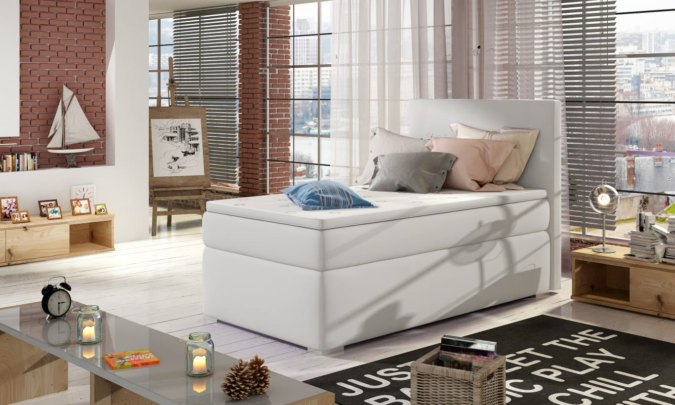 Continental Single Bed Rocco | size: Length: 205cm, Width: 90cm, Height: 126cm | color: Soft | image: 0 | variant: 1010361