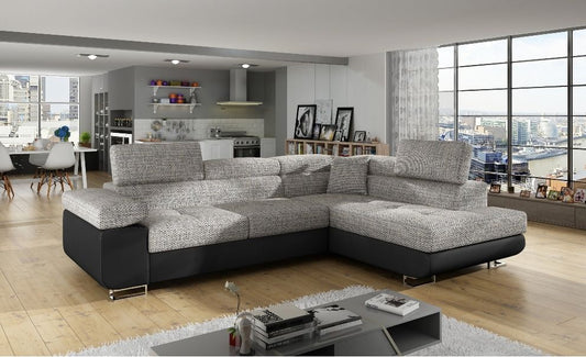 Corner Sleeper Sofa Anton | size: Width: 275cm, Height: 90cm, Depth: 202cm | color: Black/Grey | image: 0 | variant: 1000712
