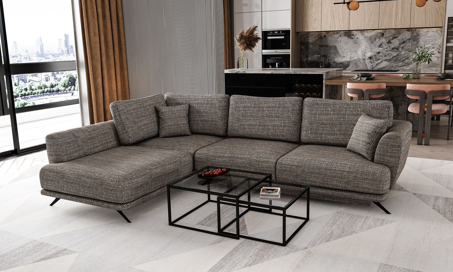 Corner Sleeper Sofa Aviemore 20 | size: Width: 276cm, Height: 90cm, Depth: 191cm | color: Marte | image: 1 | variant: 1015781
