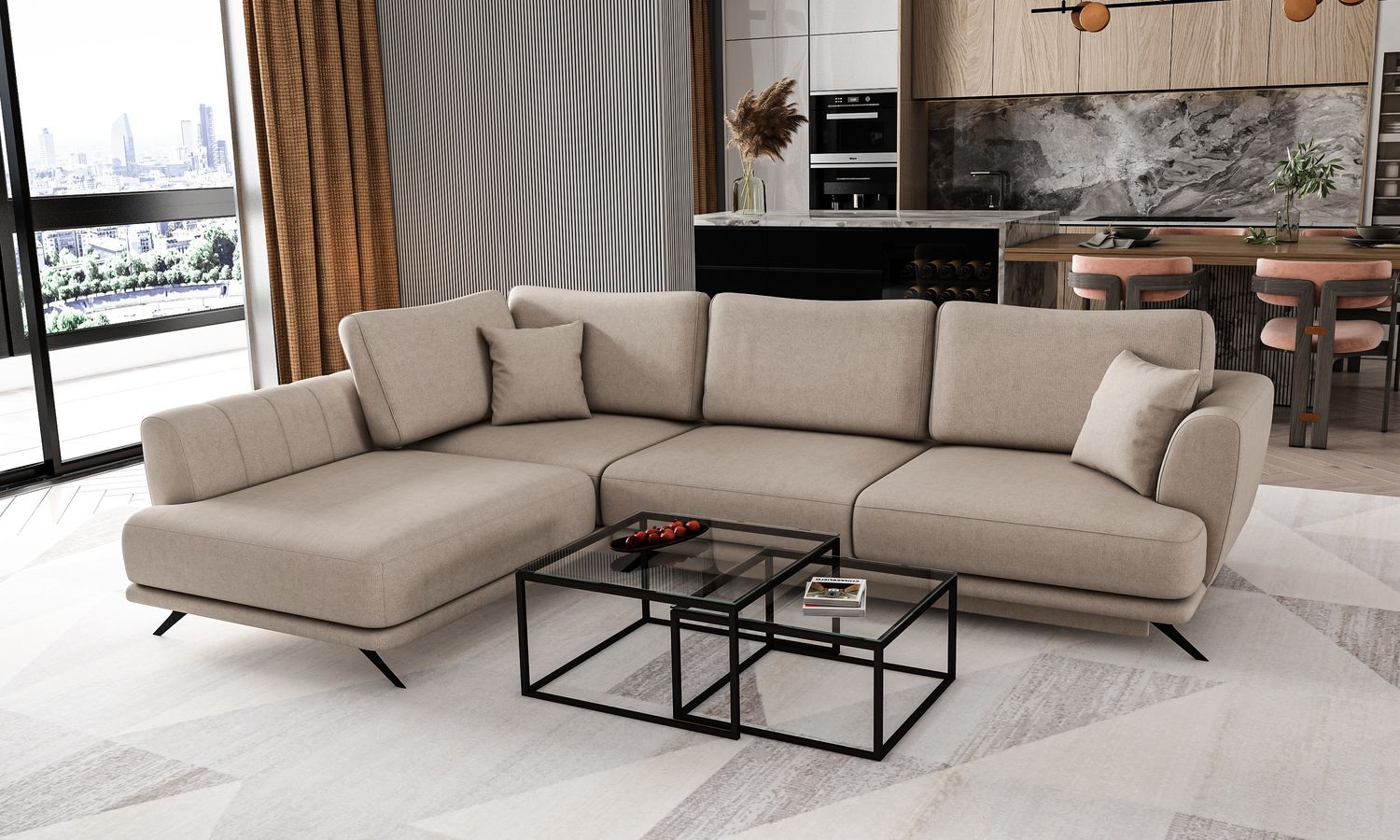 Corner Sleeper Sofa Aviemore 23 | size: Width: 276cm, Height: 90cm, Depth: 191cm | color: Sola | image: 1 | variant: 1015784