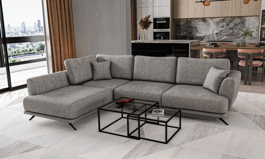 Corner Sleeper Sofa Aviemore 5 | size: Width: 276cm, Height: 90cm, Depth: 191cm | color: Leve | image: 1 | variant: 1015766