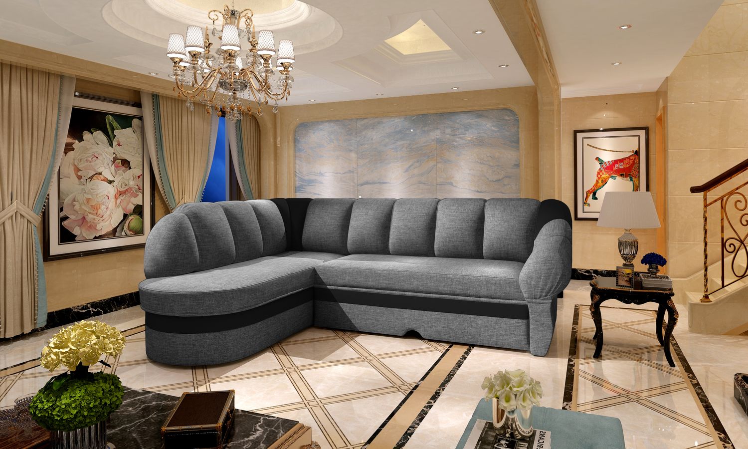 Corner Sleeper Sofa Benano 13 | size: Width: 250cm, Height: 85cm, Depth: 180cm | color: Sawana/Soft | image: 1 | variant: 1014174