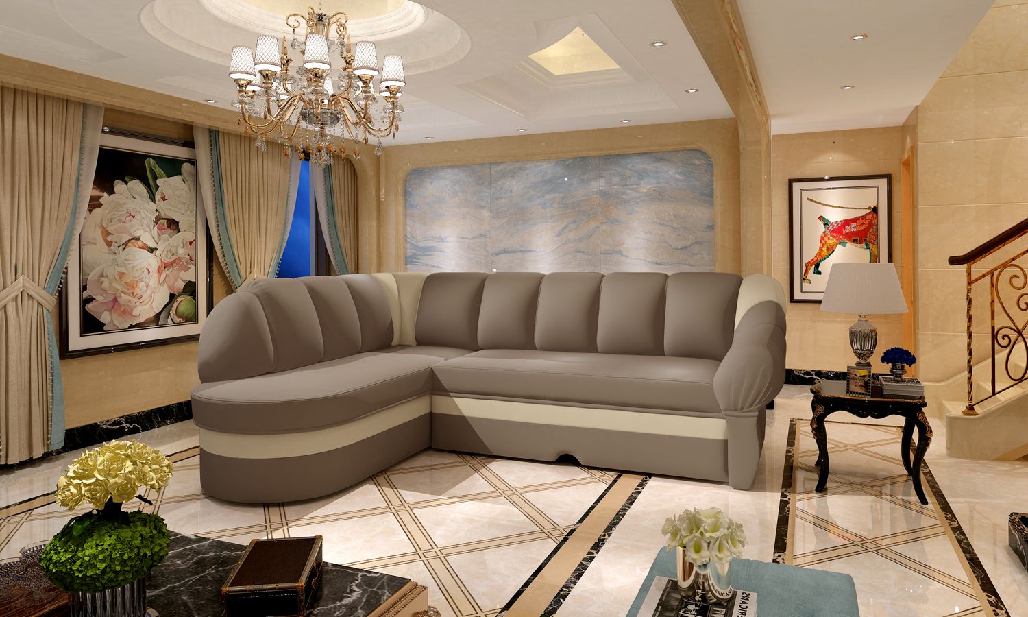 Corner Sleeper Sofa Benano 30 | size: Width: 250cm, Height: 85cm, Depth: 180cm | color: Soft | image: 1 | variant: 1014191
