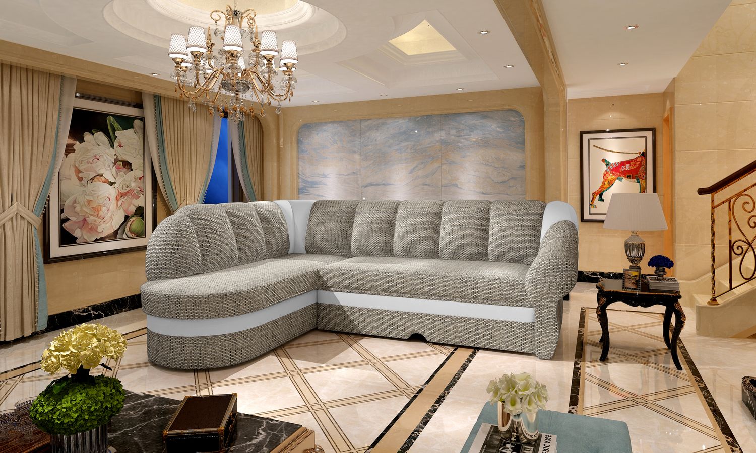 Corner Sleeper Sofa Benano 9 | size: Width: 250cm, Height: 85cm, Depth: 180cm | color: Berlin/Soft | image: 1 | variant: 1014170