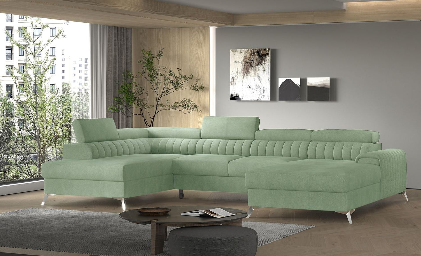 Corner Sleeper Sofa Beverley 5 | size: Width: 354cm, Height: 92cm, Depth: 202cm | color: Poco | image: 1 | variant: 1015668