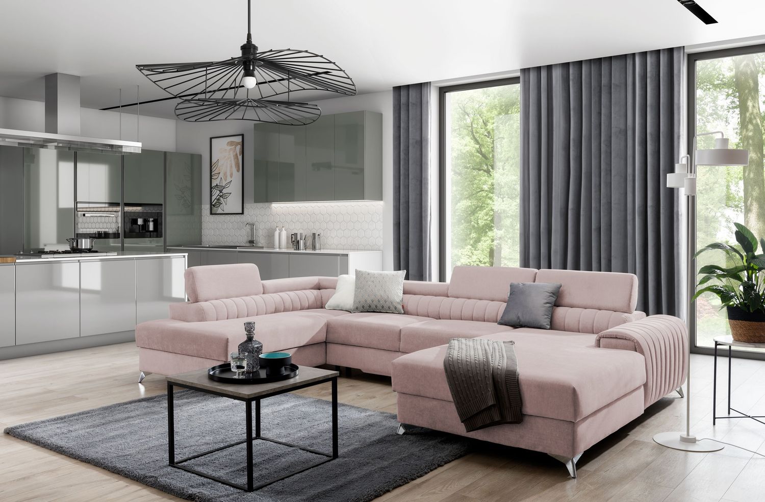 Corner Sleeper Sofa Beverley 7 | size: Width: 354cm, Height: 92cm, Depth: 202cm | color: Gojo | image: 1 | variant: 1015670