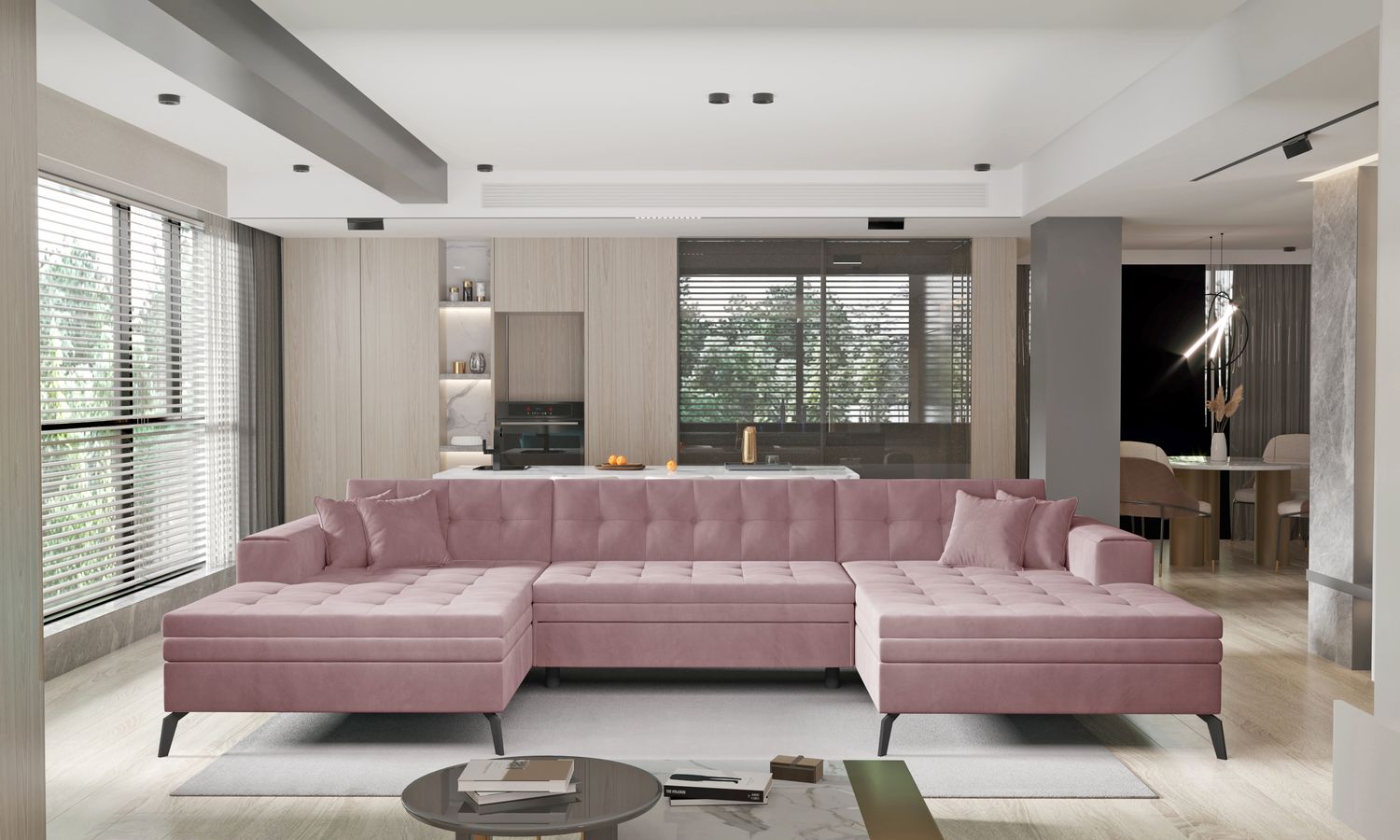 Corner Sleeper Sofa Boston 10 | size: Width: 350cm, Height: 93cm, Depth: 170cm | color: Nube | image: 1 | variant: 1016358