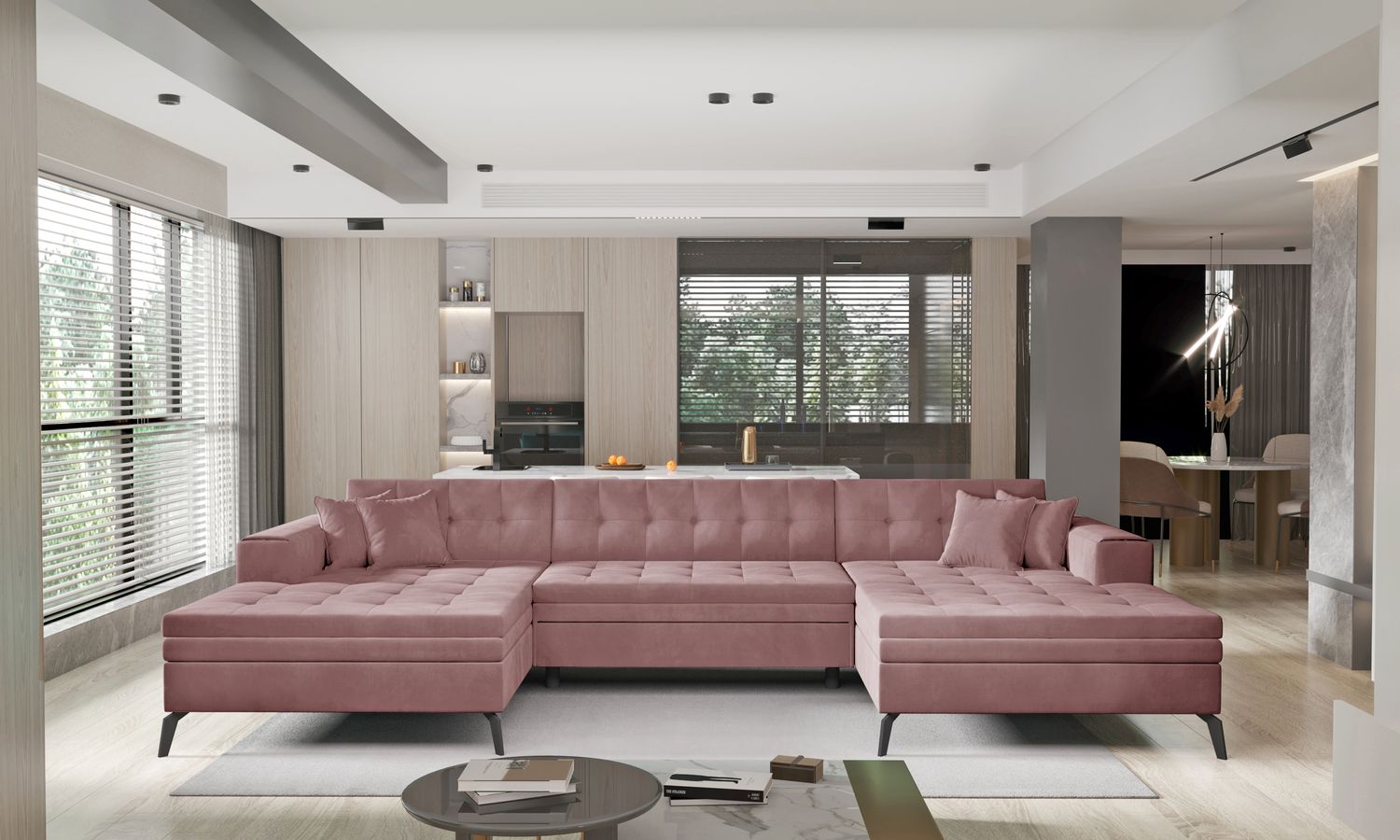 Corner Sleeper Sofa Boston 11 | size: Width: 350cm, Height: 93cm, Depth: 170cm | color: Velvetmat | image: 1 | variant: 1016359