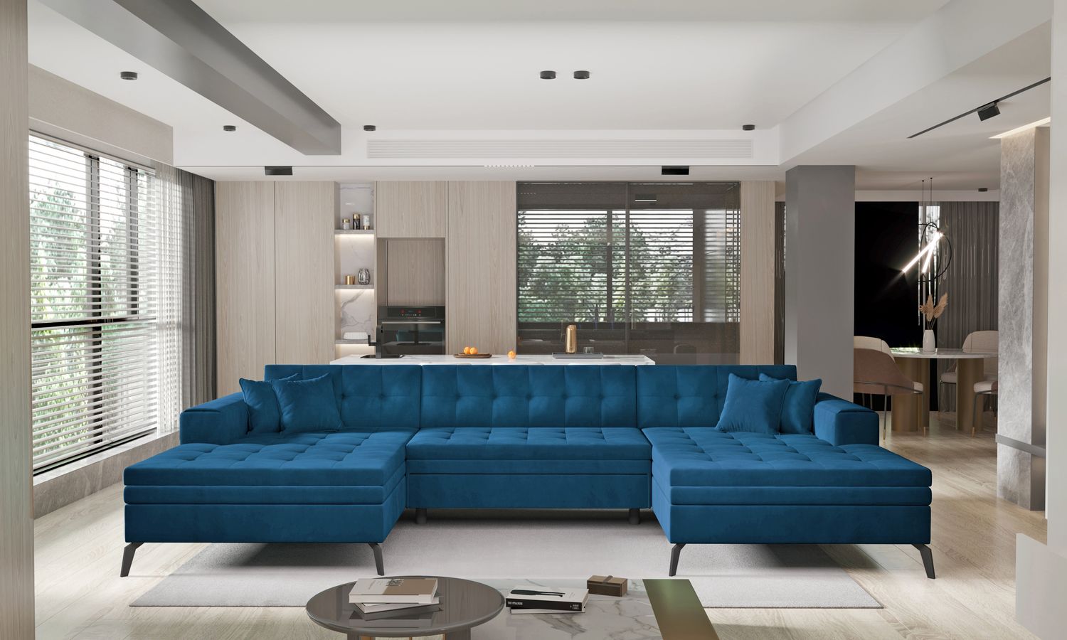 Corner Sleeper Sofa Boston 15 | size: Width: 350cm, Height: 93cm, Depth: 170cm | color: Nube | image: 1 | variant: 1016363