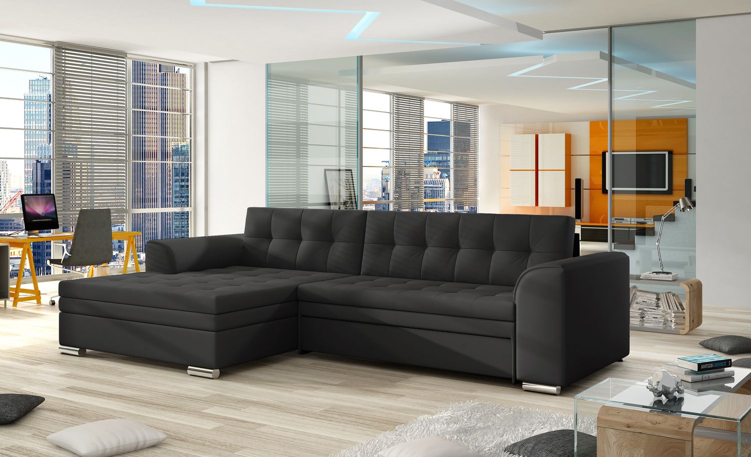 Corner Sleeper Sofa Conforti 19 | size: Width: 275cm, Height: 78cm, Depth: 165cm | color: Soft | image: 1 | variant: 1014263